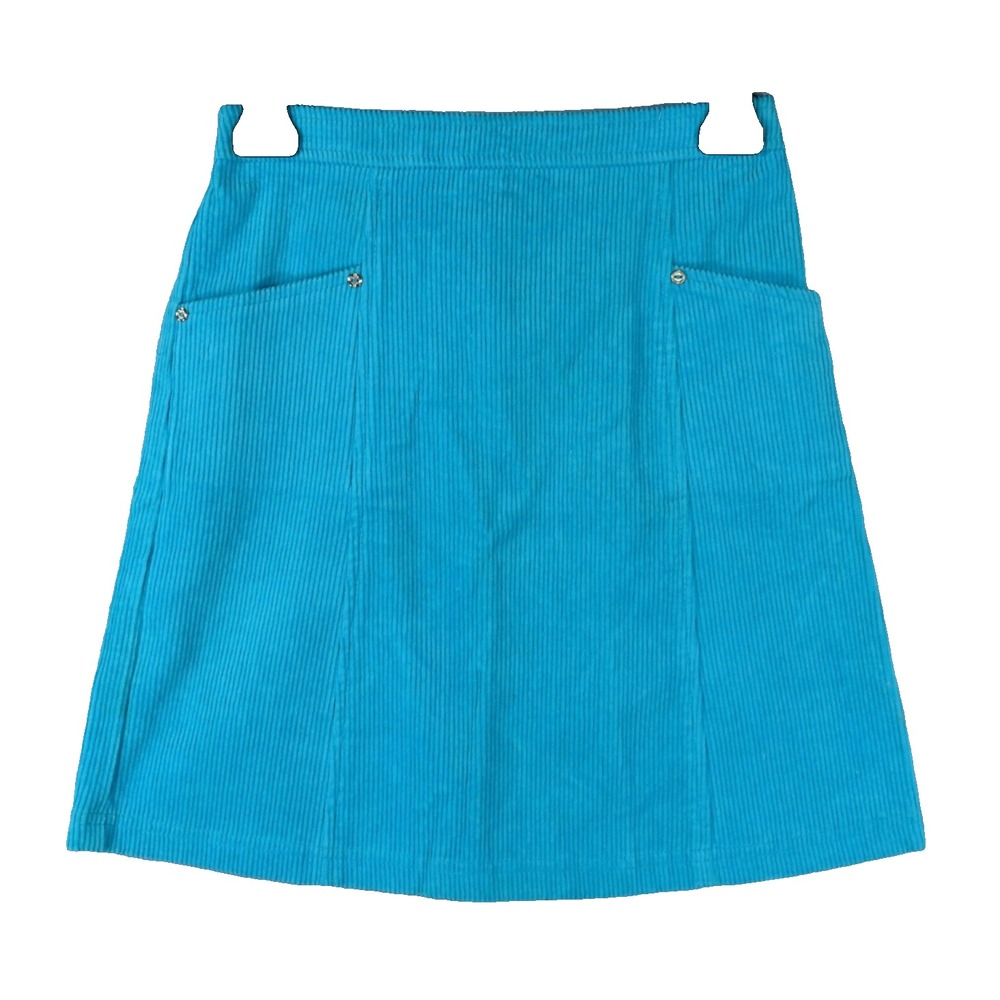 VTG NWT Color Circuit TURQUOISE BLUE A-LINE Corduroy Skirt GIRLS 14, 25-32"Waist